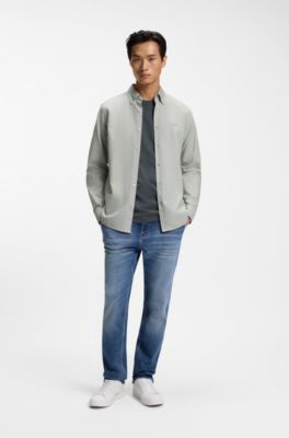 Regular-fit button-down shirt in Oxford cotton, Light Green