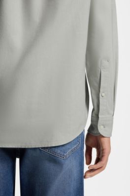 Regular-fit button-down shirt in Oxford cotton, Light Green
