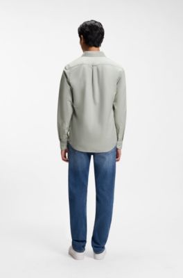 Regular-fit button-down shirt in Oxford cotton, Light Green