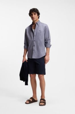 Camicia regular fit in cotone Oxford, Blu scuro