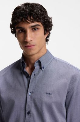 Regular-fit shirt in Oxford cotton, Dark Blue