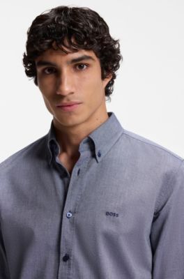 Regular-fit button-down shirt in Oxford cotton, Dark Blue