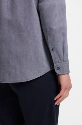 Embroidered-logo Oxford shirt in a regular fit, Dark Blue