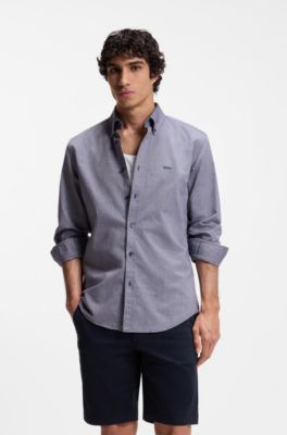 Regular-fit button-down shirt in Oxford cotton, Dark Blue