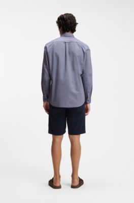 Embroidered-logo Oxford shirt in a regular fit, Dark Blue