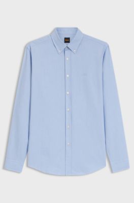 Regular-fit button-down shirt in Oxford cotton, Light Blue