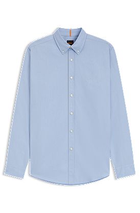 Camisa regular fit de algodón con botones en el cuello