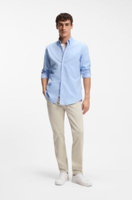 Regular-fit button-down shirt in Oxford cotton, Light Blue
