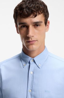 Regular-fit button-down shirt in Oxford cotton, Light Blue