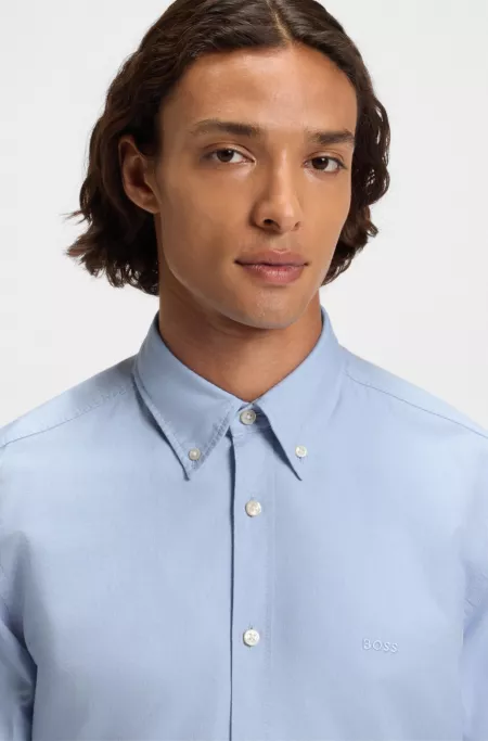 Regular-fit shirt in cotton with button-down collar