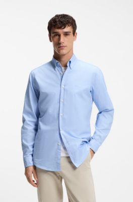 Regular-fit button-down shirt in Oxford cotton, Light Blue