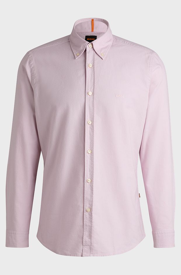 Button-down regular-fit shirt in Oxford cotton, Light Purple