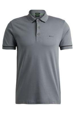 BOSS - Interlock-cotton slim-fit polo shirt with contrast trims