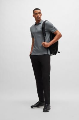 BOSS - Interlock-cotton slim-fit polo shirt with contrast trims