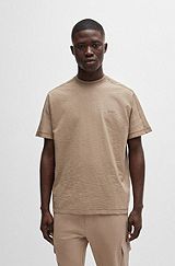 Cotton-jersey relaxed-fit T-shirt with tonal logo, Light Brown