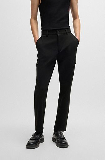 Cargo trousers in performance-stretch jersey, Black
