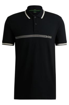 BOSS Cottonblend polo shirt with stripes and logo