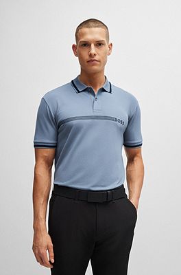 BOSS - Cotton-blend polo shirt with stripes and logo