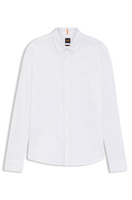 Boss Slim-fit shirt in melange cotton jersey långärmade t-shirts herr – bild 4