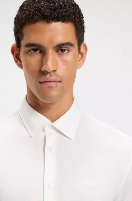 Slim-fit shirt in melange cotton jersey