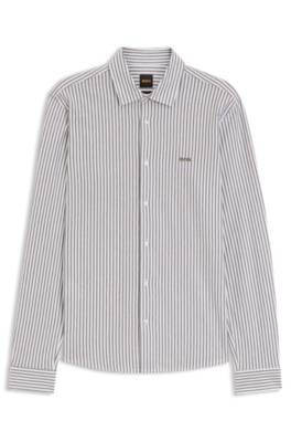 Boss Slim-fit shirt in melange cotton jersey långärmade t-shirts herr – bild 4