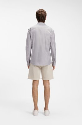 Boss Slim-fit shirt in melange cotton jersey långärmade t-shirts herr – bild 3