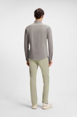 Camisa slim fit de punto de algod&oacute;n jaspeado, Cal