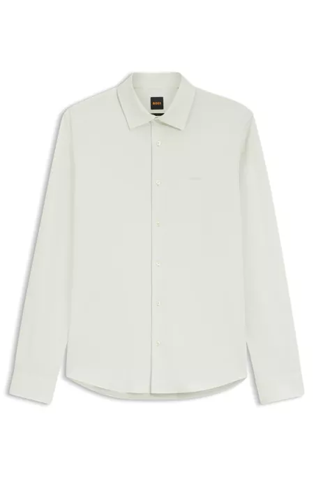 Slim-fit shirt in melange cotton jersey