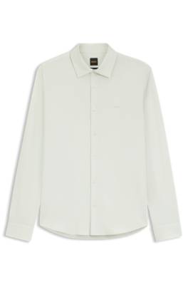 Boss Slim-fit shirt in melange cotton jersey långärmade t-shirts herr – bild 4