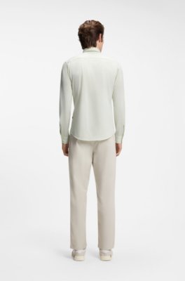 Boss Slim-fit shirt in melange cotton jersey långärmade t-shirts herr – bild 3