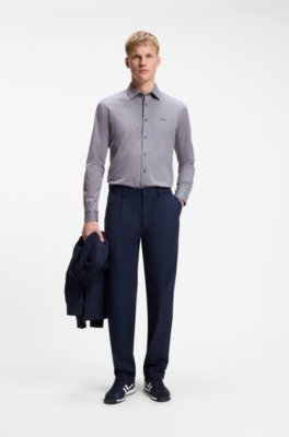 Boss Slim-fit shirt in melange cotton jersey långärmade t-shirts herr – bild 2