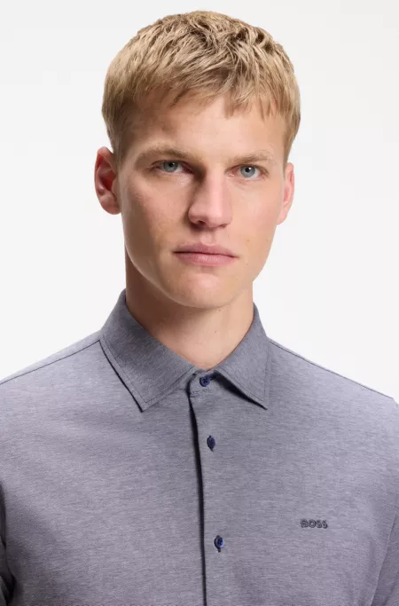Slim-fit shirt in melange cotton jersey