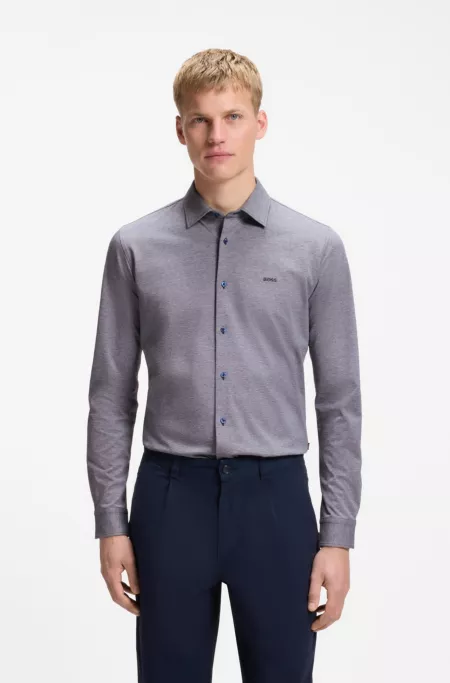 Slim-fit shirt in melange cotton jersey