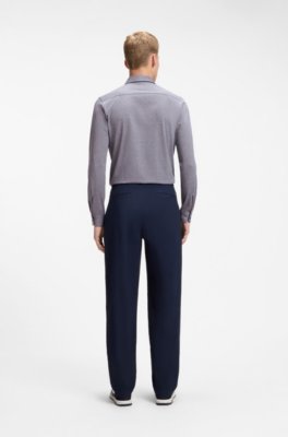 Boss Slim-fit shirt in melange cotton jersey långärmade t-shirts herr – bild 3