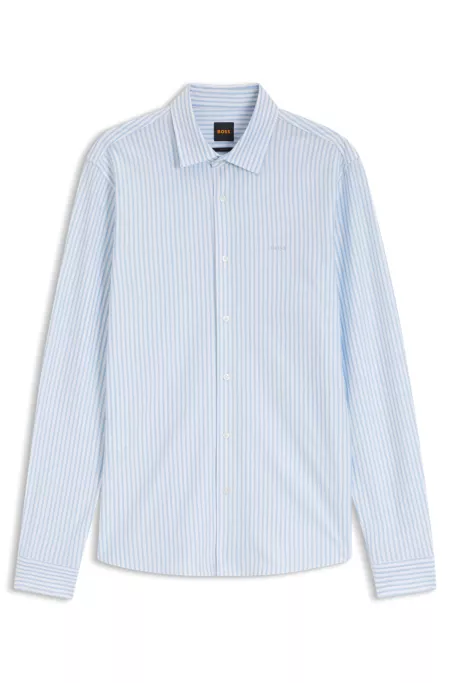 Slim-Fit Hemd aus meliertem Baumwoll-Jersey