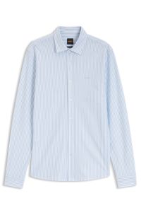 Slim-fit overhemd van gem&ecirc;leerde katoenen jersey, Lichtblauwe strepen
