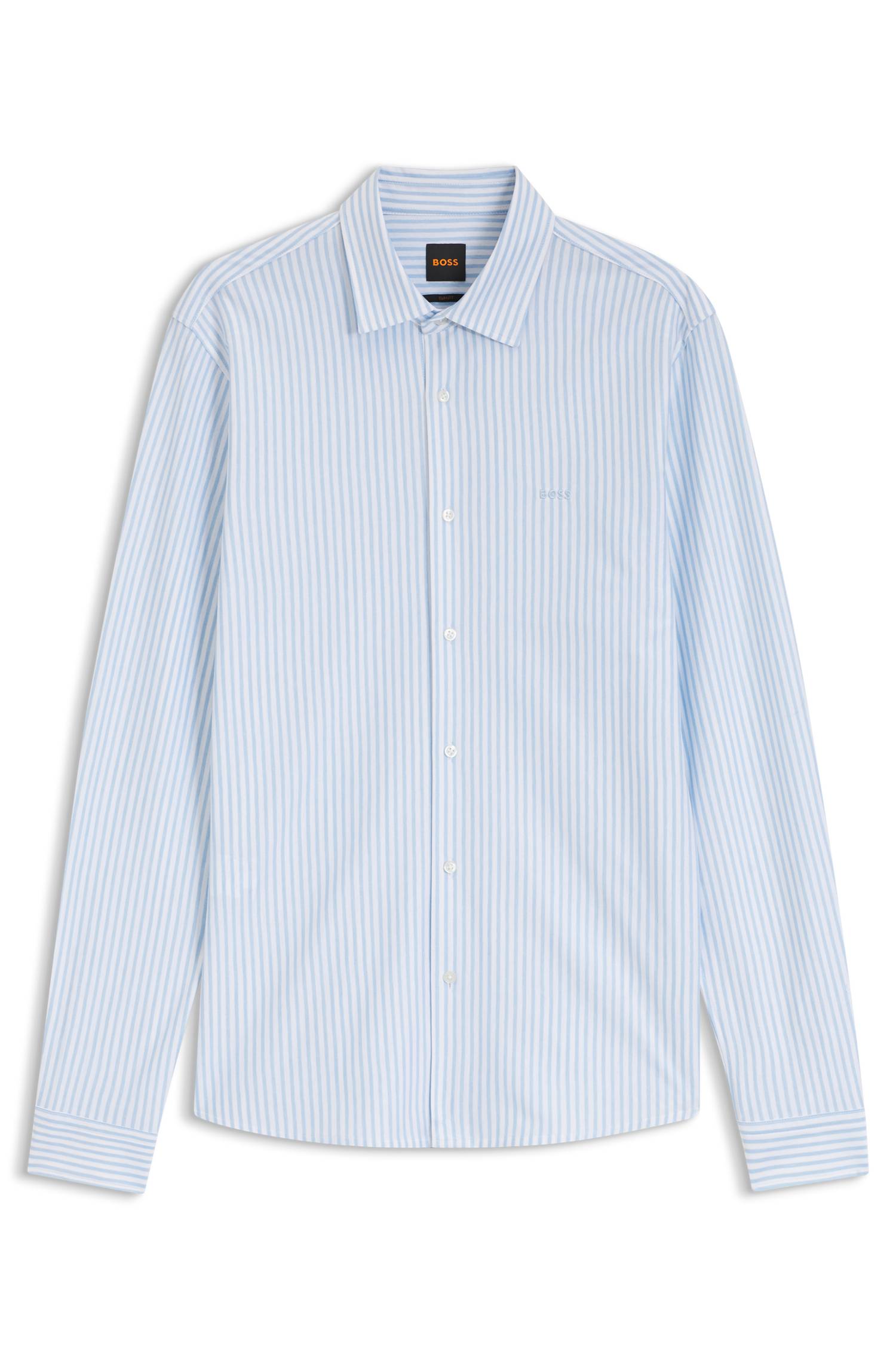 Boss Slim-fit shirt in melange cotton jersey skjortor & blusar herr – bild 4