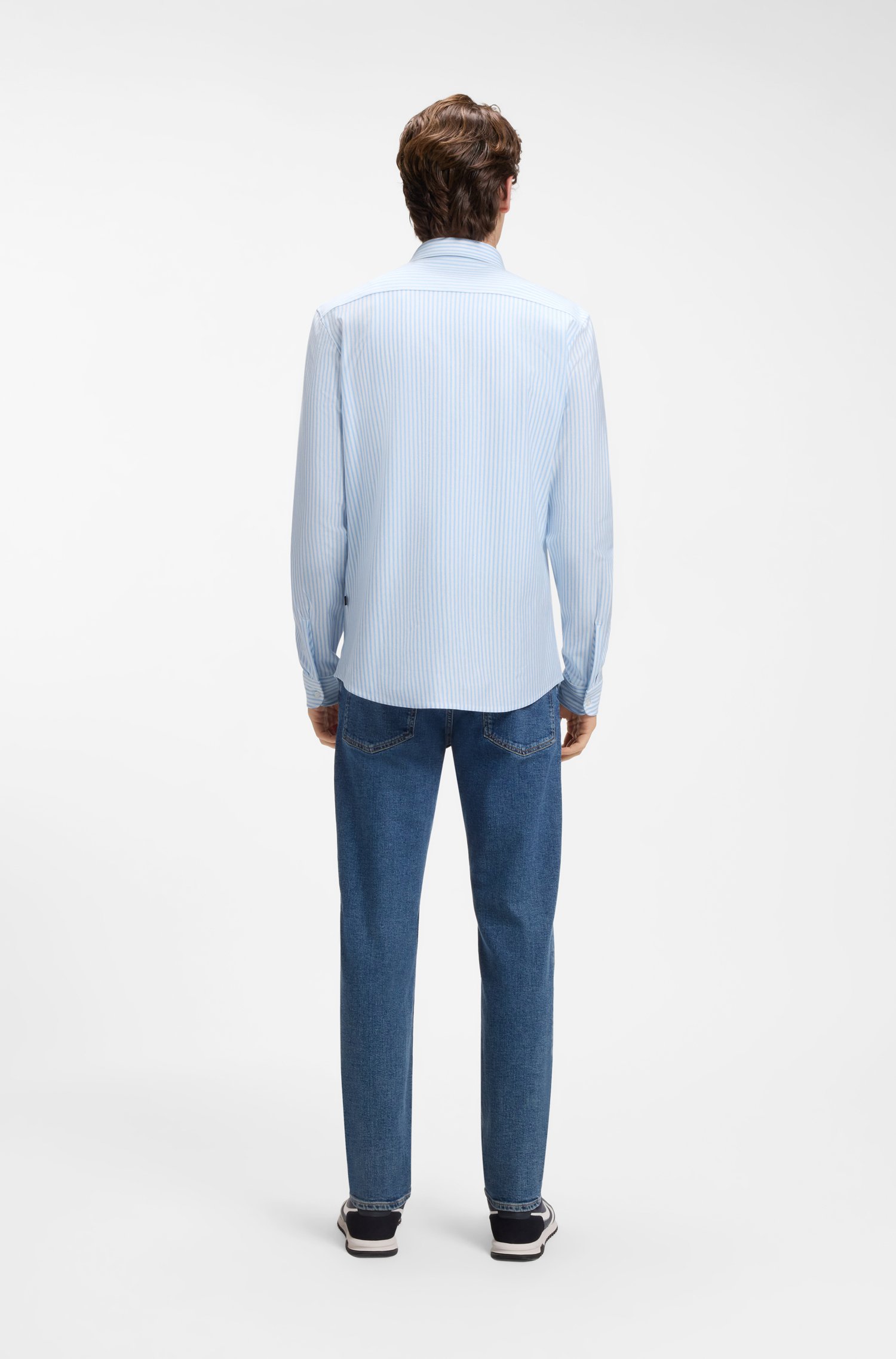 Boss Slim-fit shirt in melange cotton jersey skjortor & blusar herr – bild 3