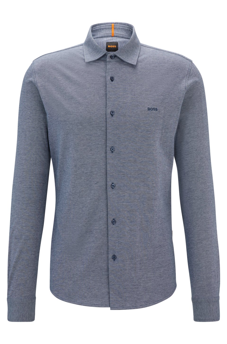 Slim-fit shirt in melange cotton jersey
