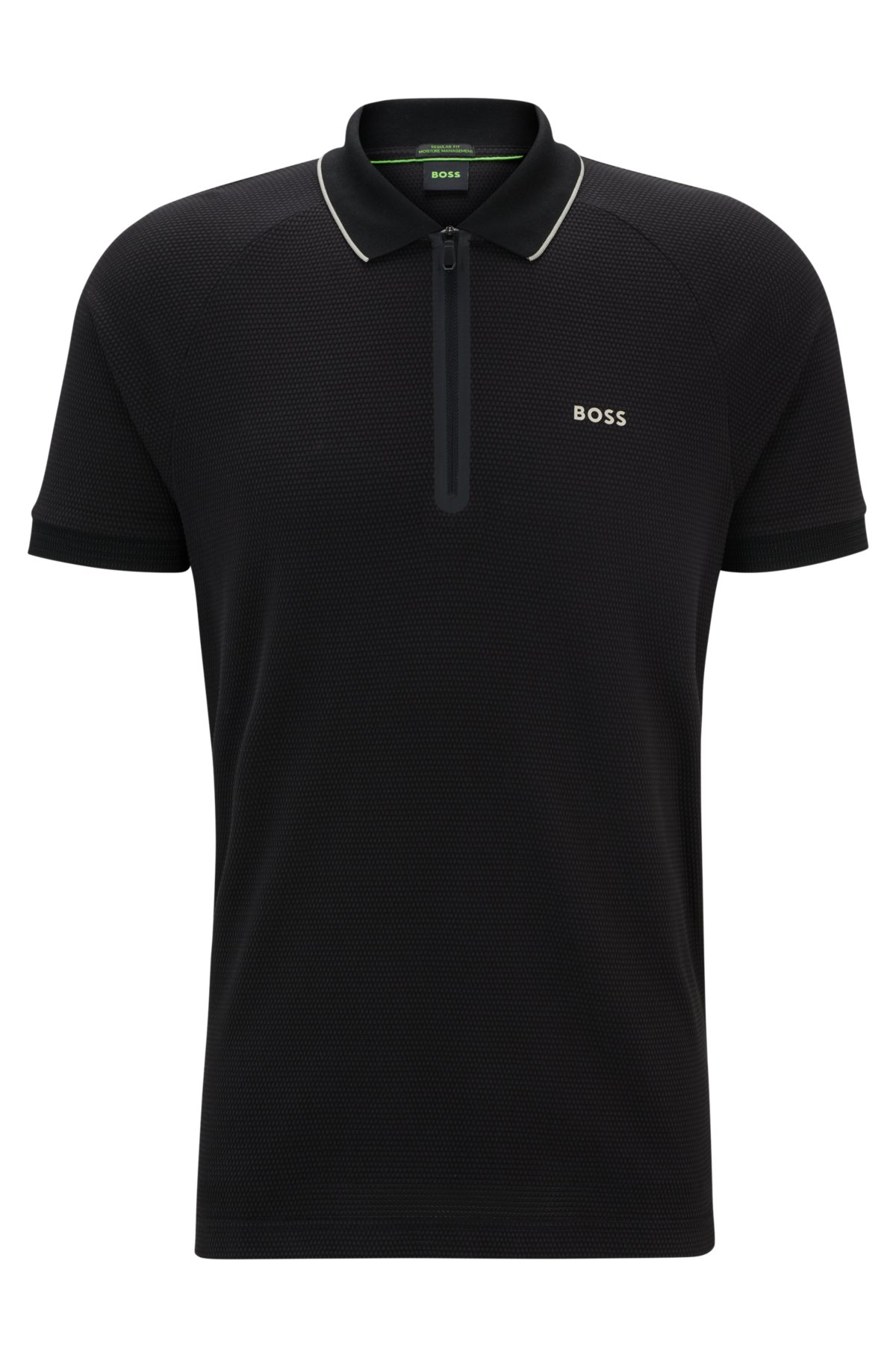 Structured-cotton polo shirt with contrast logo, Black