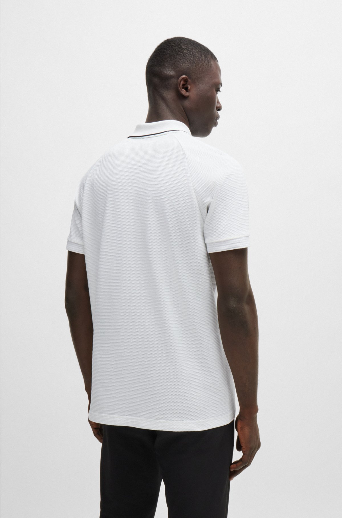Structured-cotton polo shirt with contrast logo, White