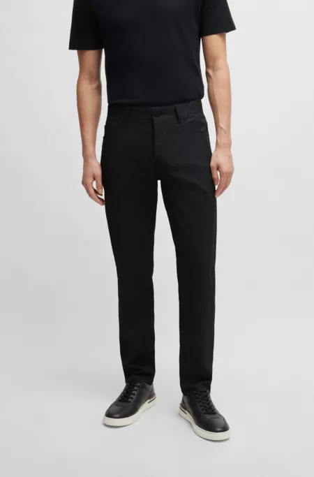 Maine Regular-fit trousers in anti-wrinkle mouliné twill