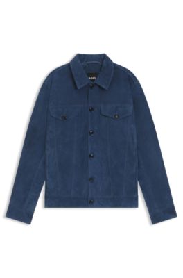 Regular-fit jacket in suede, Blue