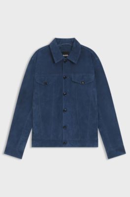 Regular-fit jacket in suede, Blue