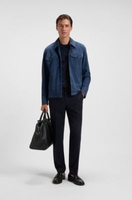 Regular-fit jacket in suede, Blue
