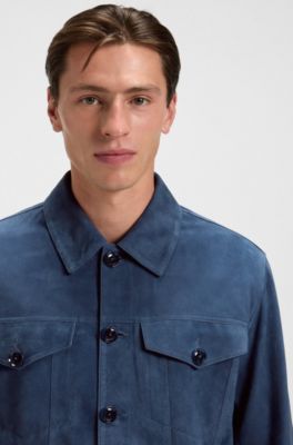 Regular-fit jacket in suede, Blue
