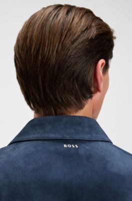Regular-fit jacket in suede, Blue