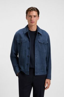 Regular-fit jacket in suede, Blue