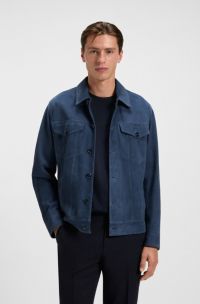 Regular-fit jacket in suede, Blue