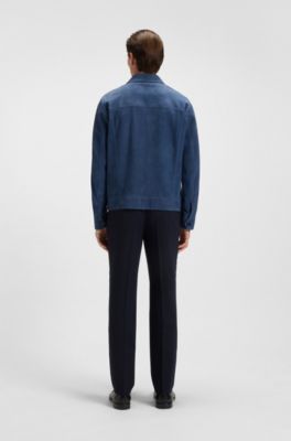 Regular-fit jacket in suede, Blue